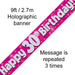 9ft Banner Happy 30th Birthday Pink Holographic - Sweets 'n' Things