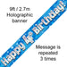 9ft Banner Happy 4th Birthday Blue holographic - Sweets 'n' Things