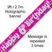 9ft Banner Happy 6th Birthday Pink holographic - Sweets 'n' Things
