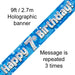 9ft Banner Happy 7th Birthday Blue holographic - Sweets 'n' Things