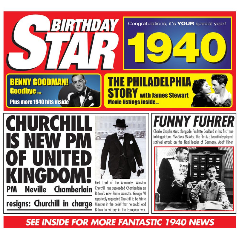 Birthday Star 1940 CD Music Greeting Card Special Year