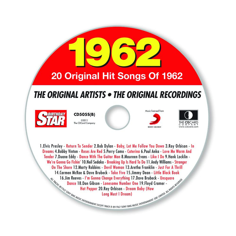 Birthday Star 1962 CD Music Greeting Card Special Year