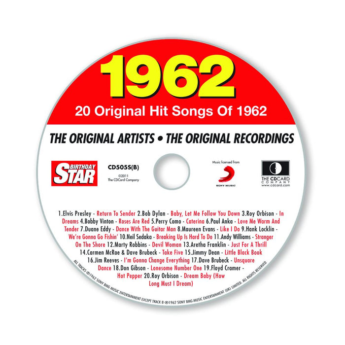 Birthday Star 1962 CD Music Greeting Card Special Year