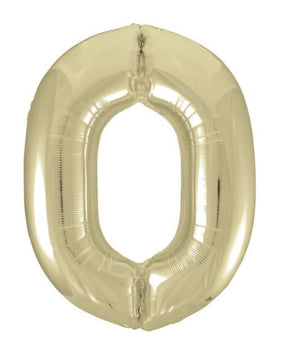 New Gold Number 0 Giant Foil Helium Balloon 34" (Optional Helium Inflation)