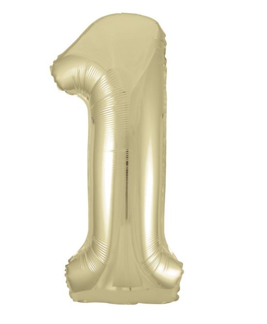 New Gold Number 1 Giant Foil Helium Balloon 34" (Optional Helium Inflation)