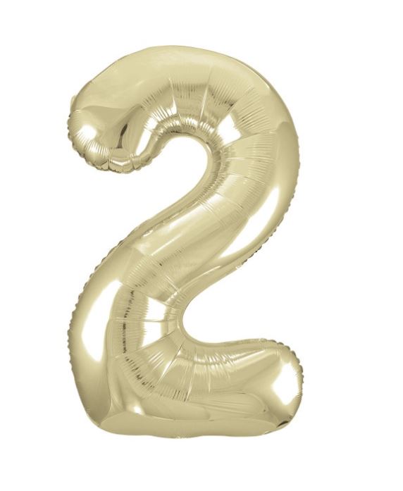 New Gold Number 2 Giant Foil Helium Balloon 34" (Optional Helium Inflation)