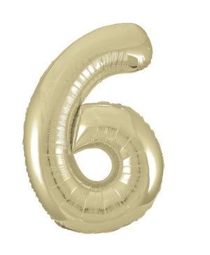 New Gold Number 6 Giant Foil Helium Balloon 34" (Optional Helium Inflation)