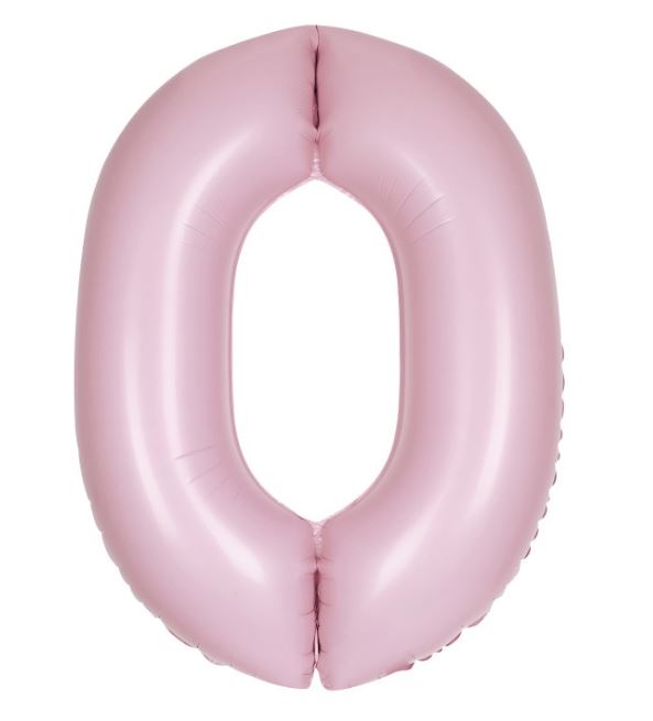 Matte Lovely Pink Number 0 Giant Foil Balloon 34" (Optional Helium Inflation)