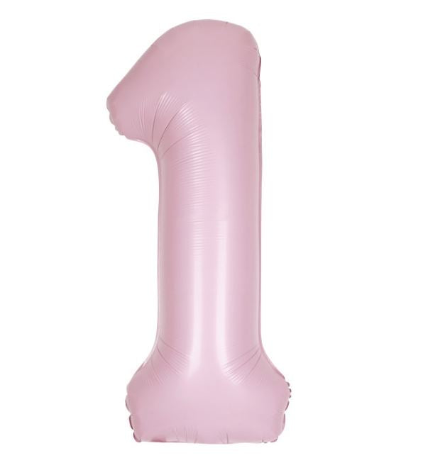 Matte Lovely Pink Number 1 Giant Foil Balloon 34" (Optional Helium Inflation)