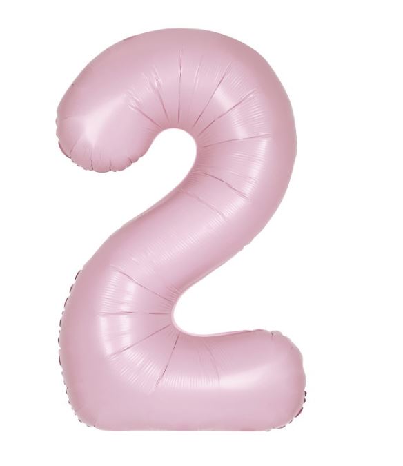 Matte Lovely Pink Number 2 Giant Foil Balloon 34" (Optional Helium Inflation)