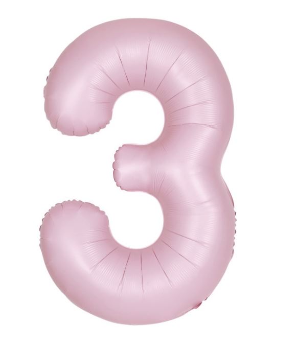 Matte Lovely Pink Number 3 Giant Foil Balloon 34" (Optional Helium Inflation)