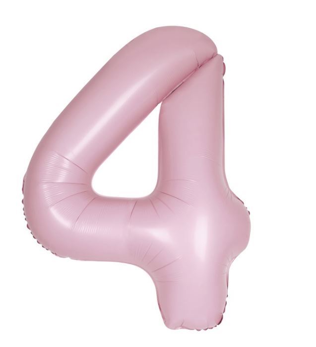 Matte Lovely Pink Number 4 Giant Foil Balloon 34" (Optional Helium Inflation)