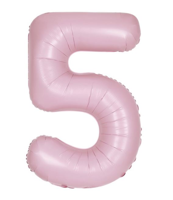 Matte Lovely Pink Number 5 Giant Foil Balloon 34" (Optional Helium Inflation)