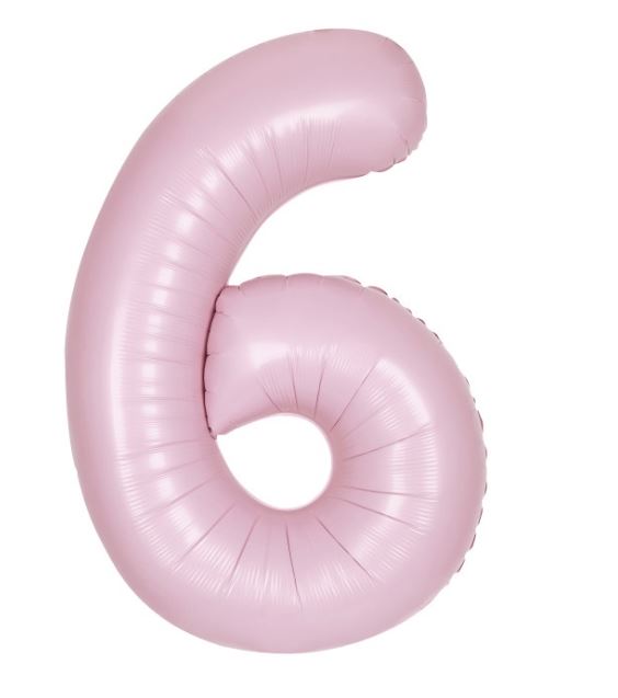 Matte Lovely Pink Number 6 Giant Foil Balloon 34" (Optional Helium Inflation)