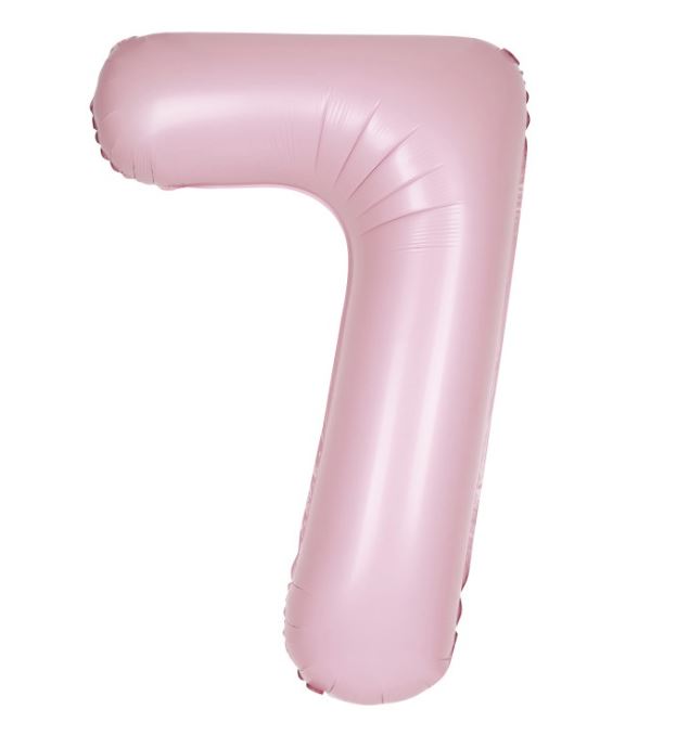 Matte Lovely Pink Number 7 Giant Foil Balloon 34" (Optional Helium Inflation)