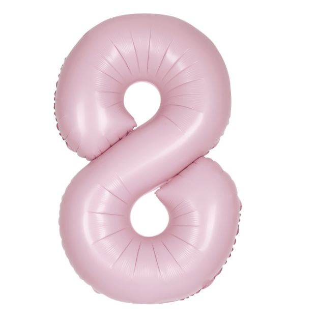 Matte Lovely Pink Number 8 Giant Foil Balloon 34" (Optional Helium Inflation)