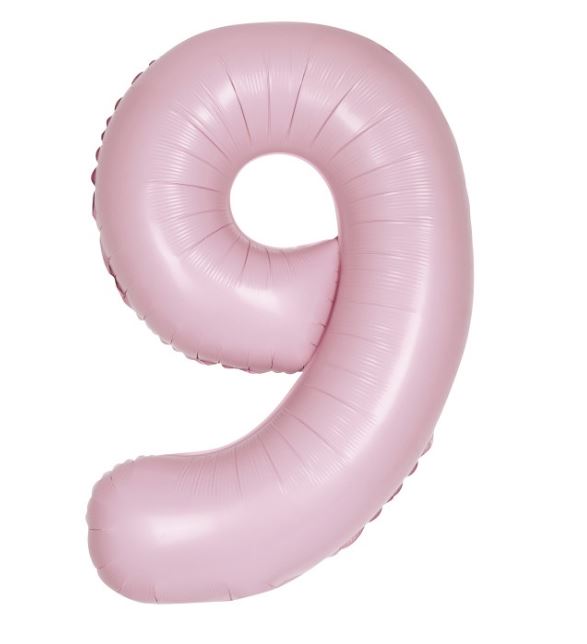 Matte Lovely Pink Number 9 Giant Foil Balloon 34" (Optional Helium Inflation)