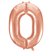 Rose Gold Number 0 Giant Foil Helium Balloon 34" (Optional Helium Inflation)
