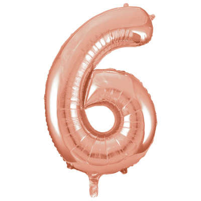 Rose Gold Number 6 Giant Foil Helium Balloon 34" (Optional Helium Inflation)