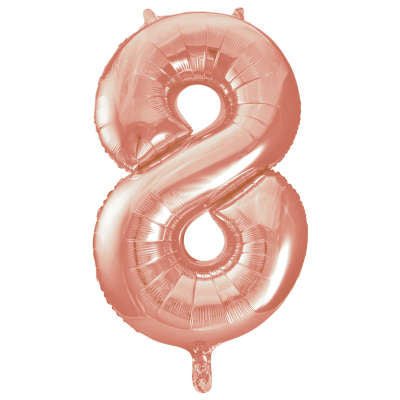 Rose Gold Number 8 Giant Foil Helium Balloon 34" (Optional Helium Inflation)