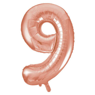 Rose Gold Number 9 Giant Foil Helium Balloon 34" (Optional Helium Inflation)