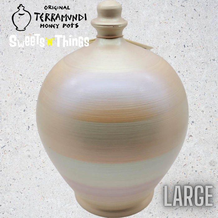 Original Terramundi Deluxe Money Pot Large Pearlized Cream