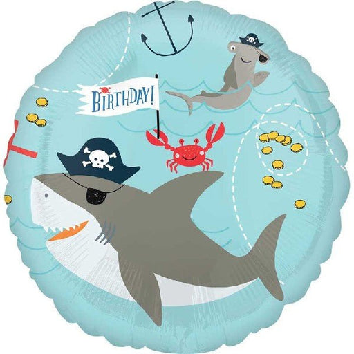 Ahoy Shark Birthday Round Balloon (Optional Helium Inflation) - Sweets 'n' Things