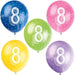 Assorted 8th Birthday Party Latex Balloons x 5 (Optional Inflation) - Sweets 'n' Things