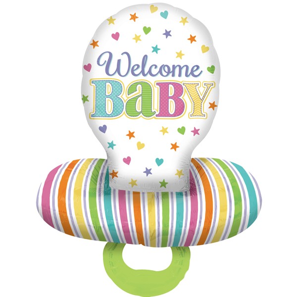 Welcome Baby Dummy Supershape Foil Balloon 29"(Optional Helium Inflation)