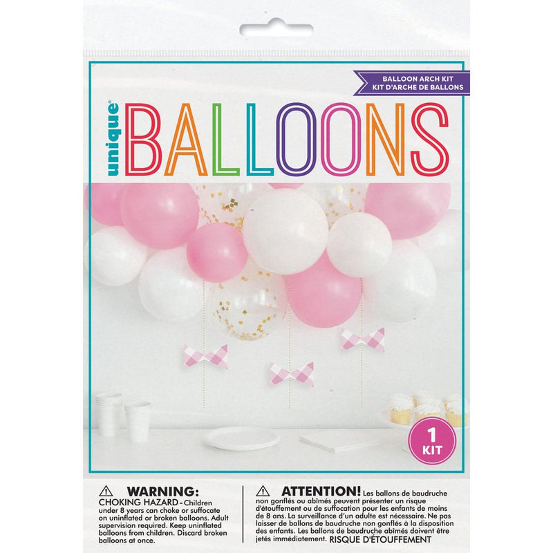 Balloon Arch Kit Pink Gingham Birthday - Sweets 'n' Things