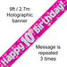 Banner Happy 10th Birthday Pink holographic 9ft - Sweets 'n' Things