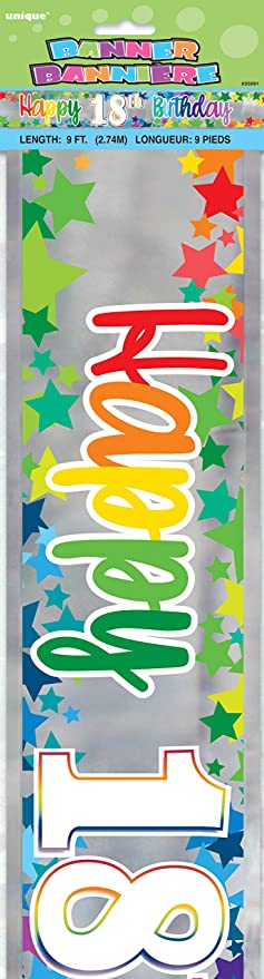 Banner Happy 18th Birthday Rainbow Holographic 9ft
