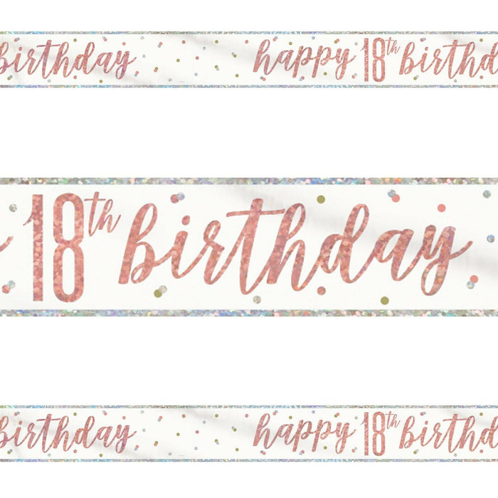 Banner Happy 18th Birthday Rose Gold Glitz - Sweets 'n' Things