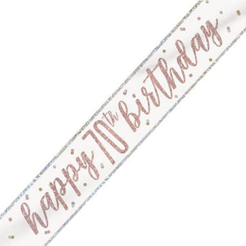 Banner Happy 70th Birthday Rose Gold Glitz
