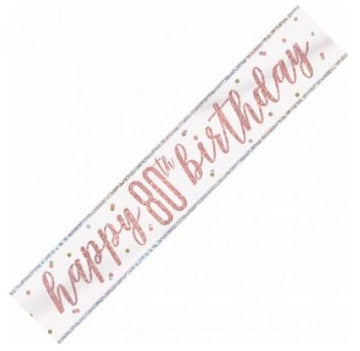Banner Happy 80th Birthday Rose Gold Glitz