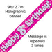 Banner Happy 8th Birthday Pink holographic 9ft - Sweets 'n' Things
