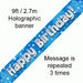 Banner Happy Birthday Blue Holographic - Sweets 'n' Things