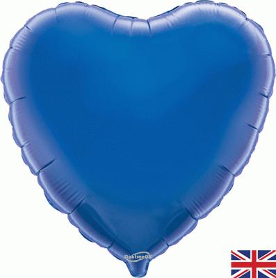 Blue Heart Shape Foil Balloon (Optional Helium Inflation)