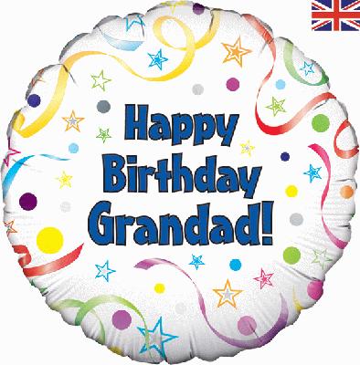 Happy Birthday Grandad Foil Balloon (Optional Helium Inflation)