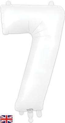 Matte White Number 7 Giant Foil Helium Balloon 34" (Optional Helium Inflation)