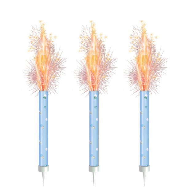 Birthday Blue Glitz Ice Fountains 3 Pack - Sweets 'n' Things