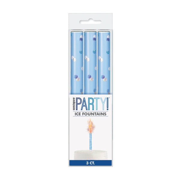 Birthday Blue Glitz Ice Fountains 3 Pack - Sweets 'n' Things