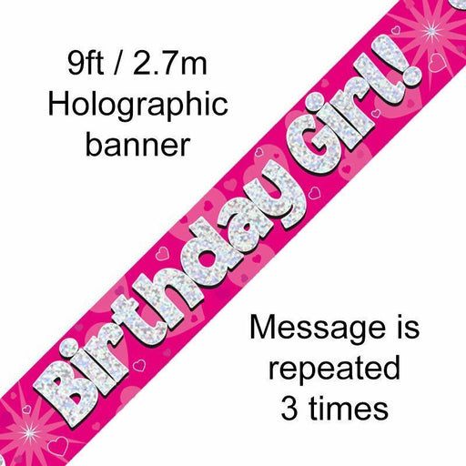 Birthday Girl Banner Pink Holographic - Sweets 'n' Things