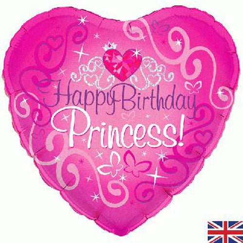 Birthday Princess Heart Foil Helium Balloon (INFLATED) - Sweets 'n' Things
