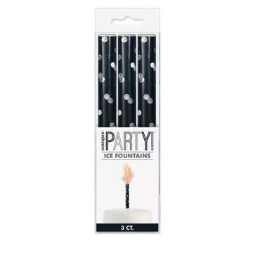Black and Silver Glitz Ice Fountains Candles 3 Pack