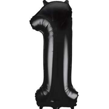 Black Number 1 Giant Foil Helium Balloon 34" (Optional Helium Inflation)