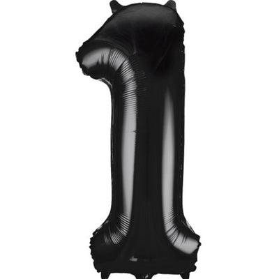 Black Number 1 Giant Foil Helium Balloon 34" (Optional Helium Inflation)