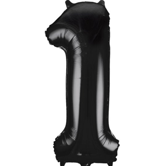 Black Number 1 Giant Foil Helium Balloon 34" (Optional Helium Inflation)