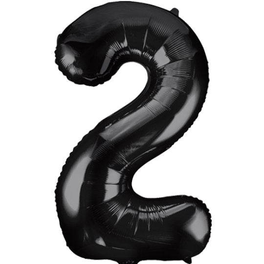 Black Number 2 Giant Foil Helium Balloon 34" (Optional Helium Inflation)