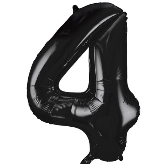 Black Number 4 Giant Foil Helium Balloon 34" (Optional Helium Inflation)
